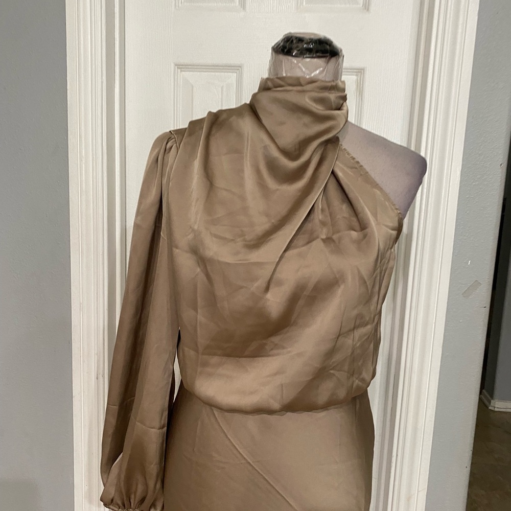 New Women Small Satin ONE SHOULDER COCKTAIL MINI DRESS - Picture 6 of 9